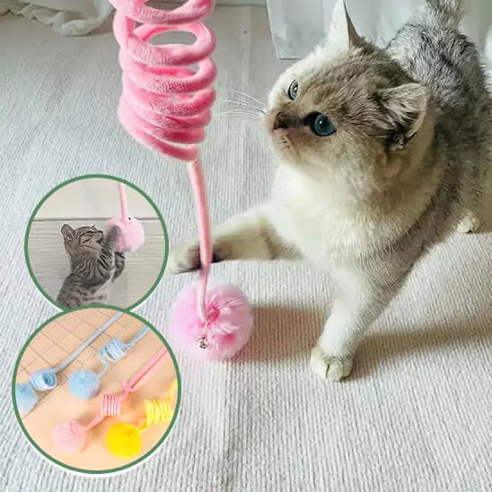 Jouet aérien pour chat avec ressort en peluche - Félin'Aérien