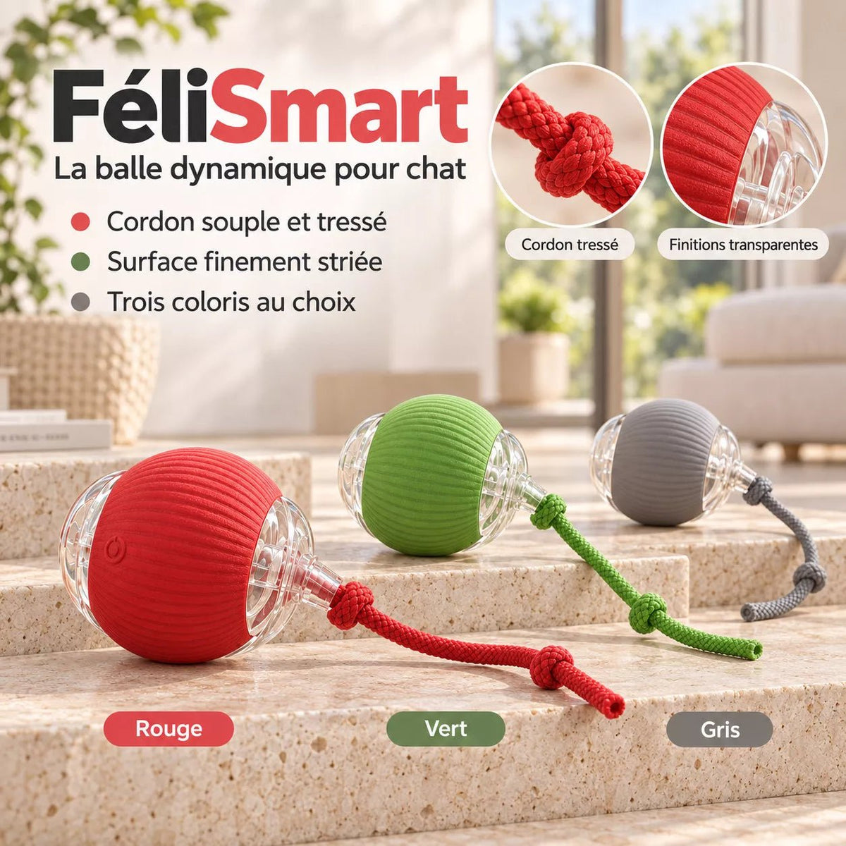 Balle Dynamique pour Chat | FéliSmart - Une Feline Vie