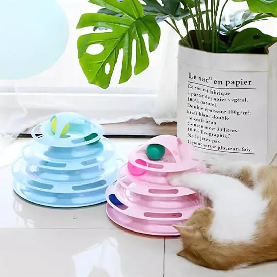 Jeux Chat – Feline Turbo Tower, Phase 2 Bleu et la Phase 2 Rose, jouet interactif à 4 étages