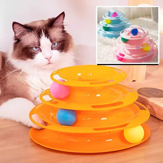 Jeux Chat - Tour Feline Turbo Tower, Phase 1 Orange avec trois balles, parfait pour éveiller l'intérêt de votre matou